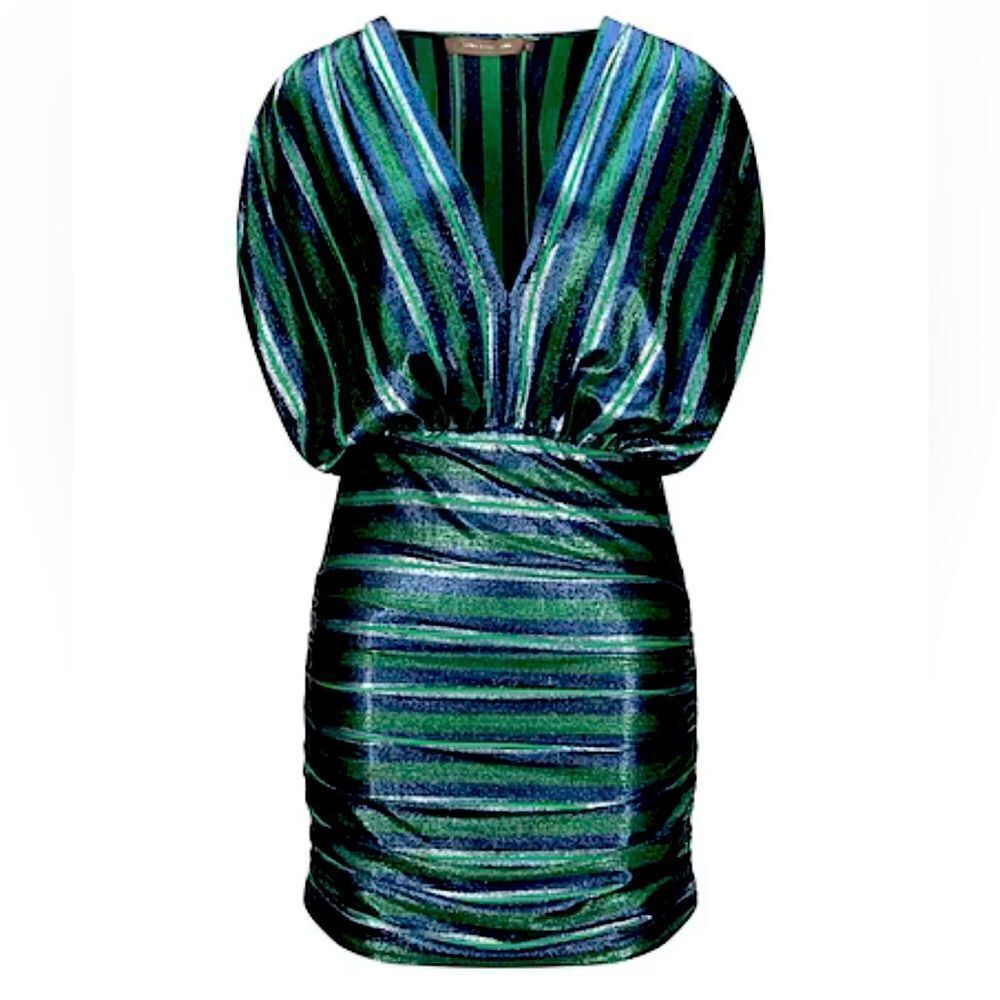 NWT Simona Corsellini Lurex mini dress striped designer Italy party Sz 4 NEW